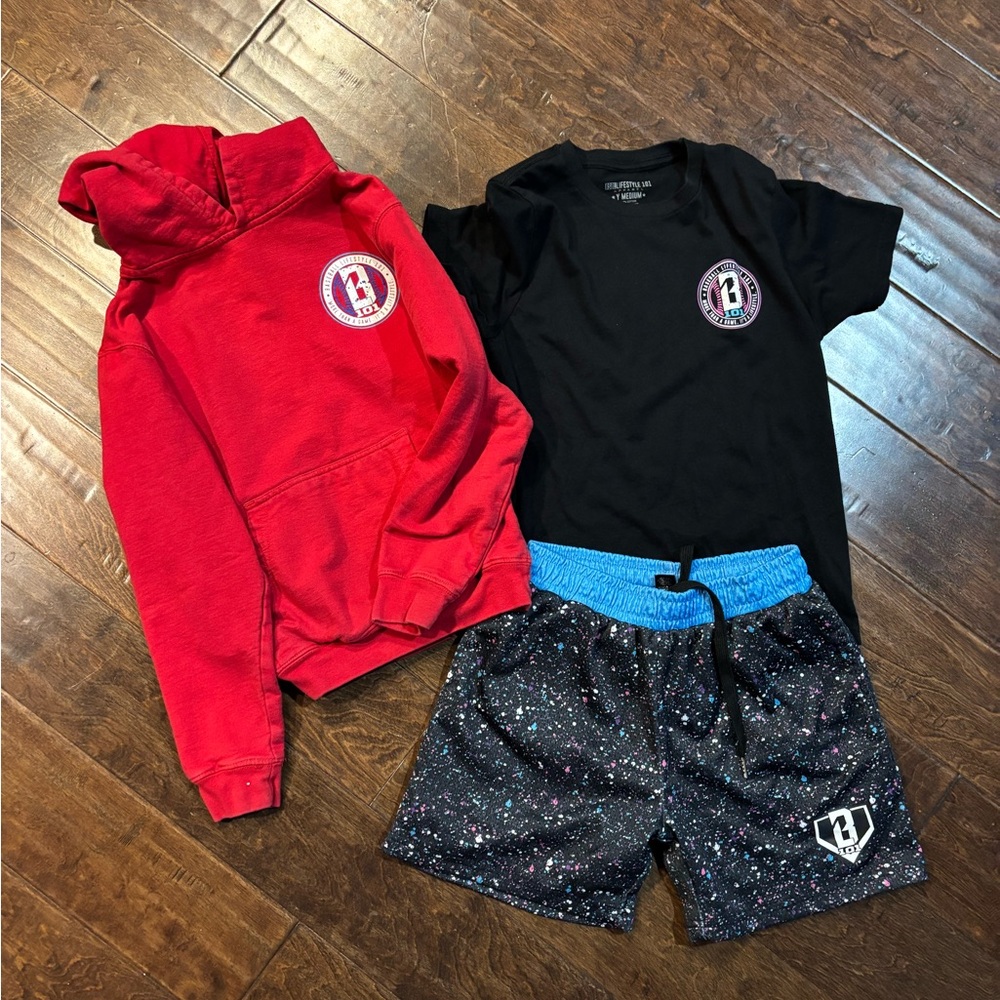 YM Baseball Lifestyle 101 Splatter collection sweatshirt, tshirt, shorts